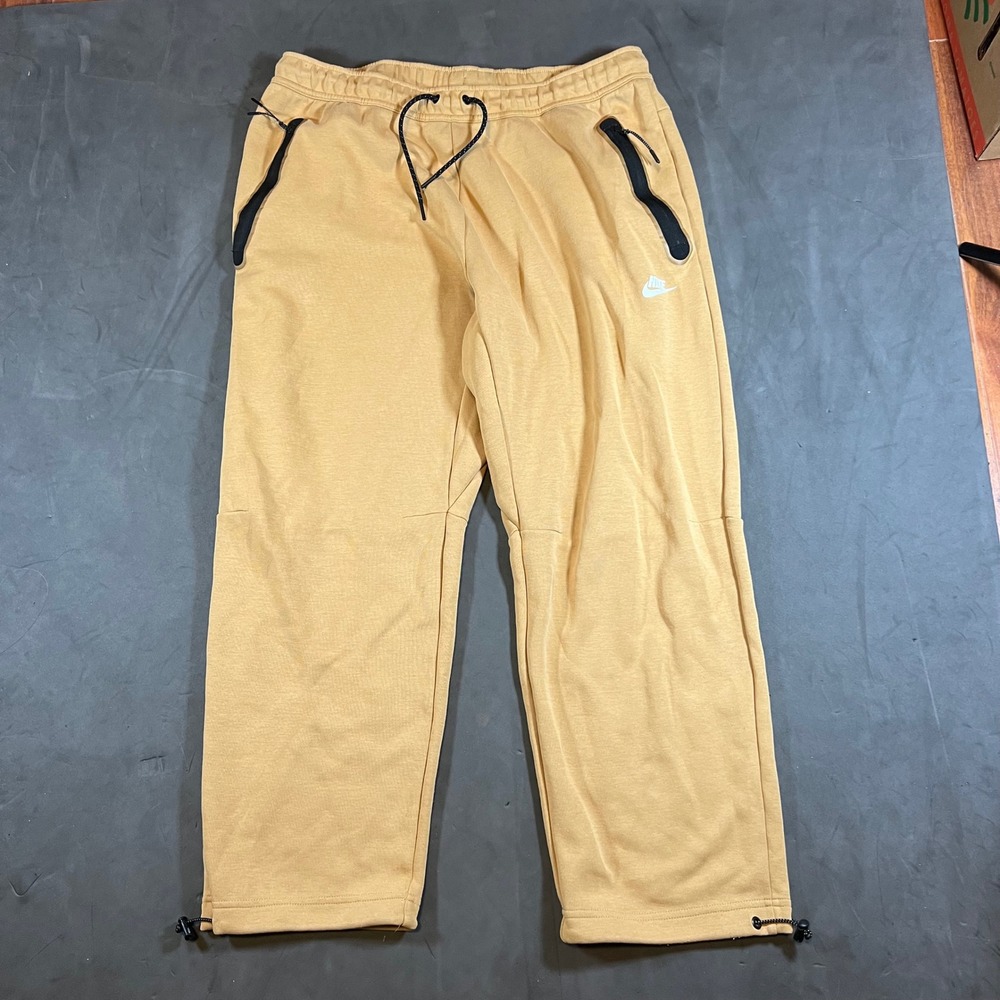 Nike Sportswear Tech Fleece Open Hem Sweatpants Jogger Mens XXL Gold Tan Baggy